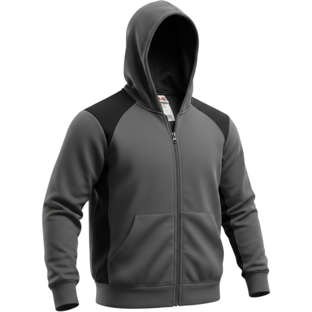 A4 Youth Performance Full Zip Hoodie Grey Black Athletic Sweatshirt NB4251 S
